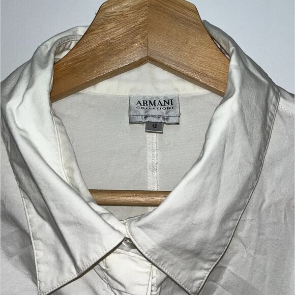 Armani Collezioni White Ruched Button-Down Classic Shirts Women’s Size 12 - Picture 4 of 11